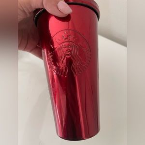 Starbucks Stainless Steel Tumbler Cold Cup Red 16 oz. Silver Straw